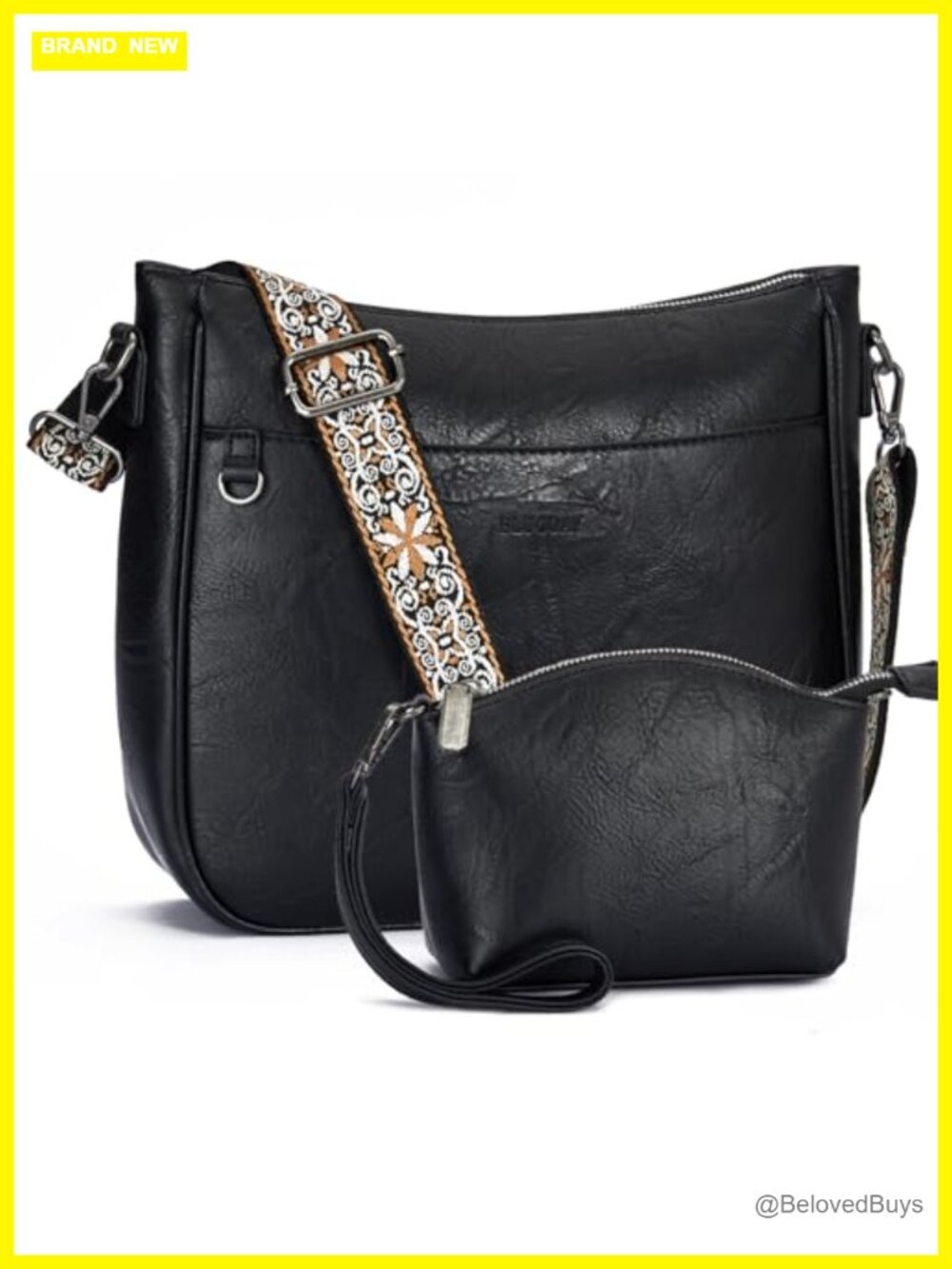 Vegan Leather Hobo Crossbody Bag Set with Adjustable Straps